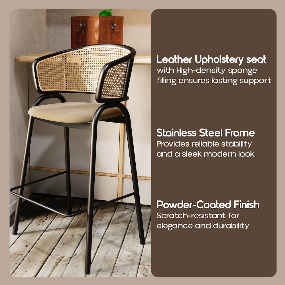 Ervilla Wicker Bar Stool Set of 2. Picture 1