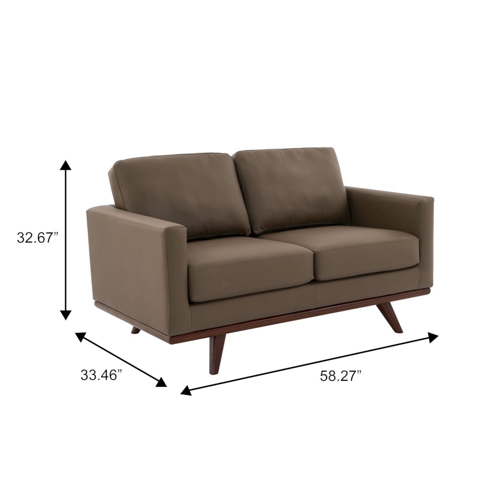 Chester Modern Faux Leather Loveseat in Taupe Leather. Picture 1