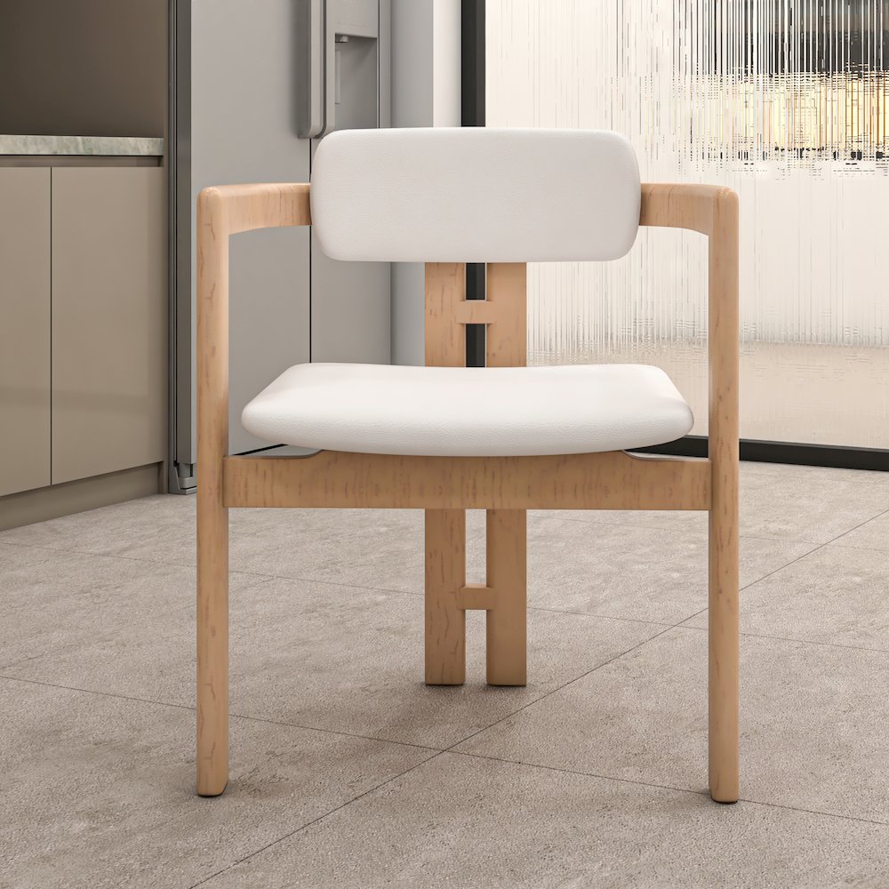 Velo Series Modern Dining Chair in Natrual Wood with White Seat. Picture 10