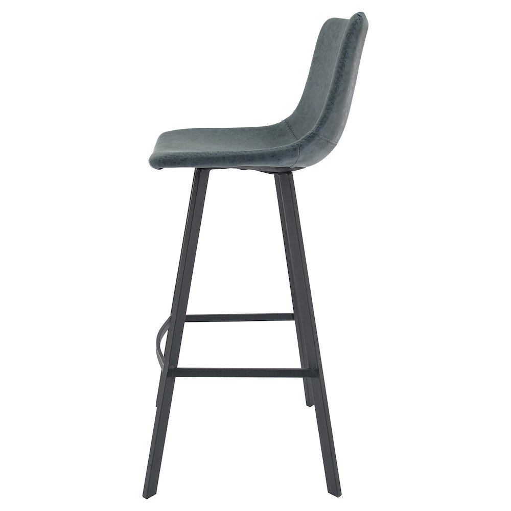 Elland Modern Upholstered Leather Bar Stool With Iron Legs & Footrest. Picture 5