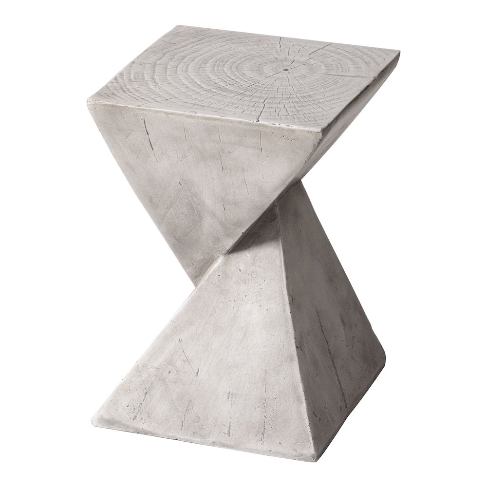 Glint Collection Fiberglass Outdoor Side Table in Marble White. Picture 11