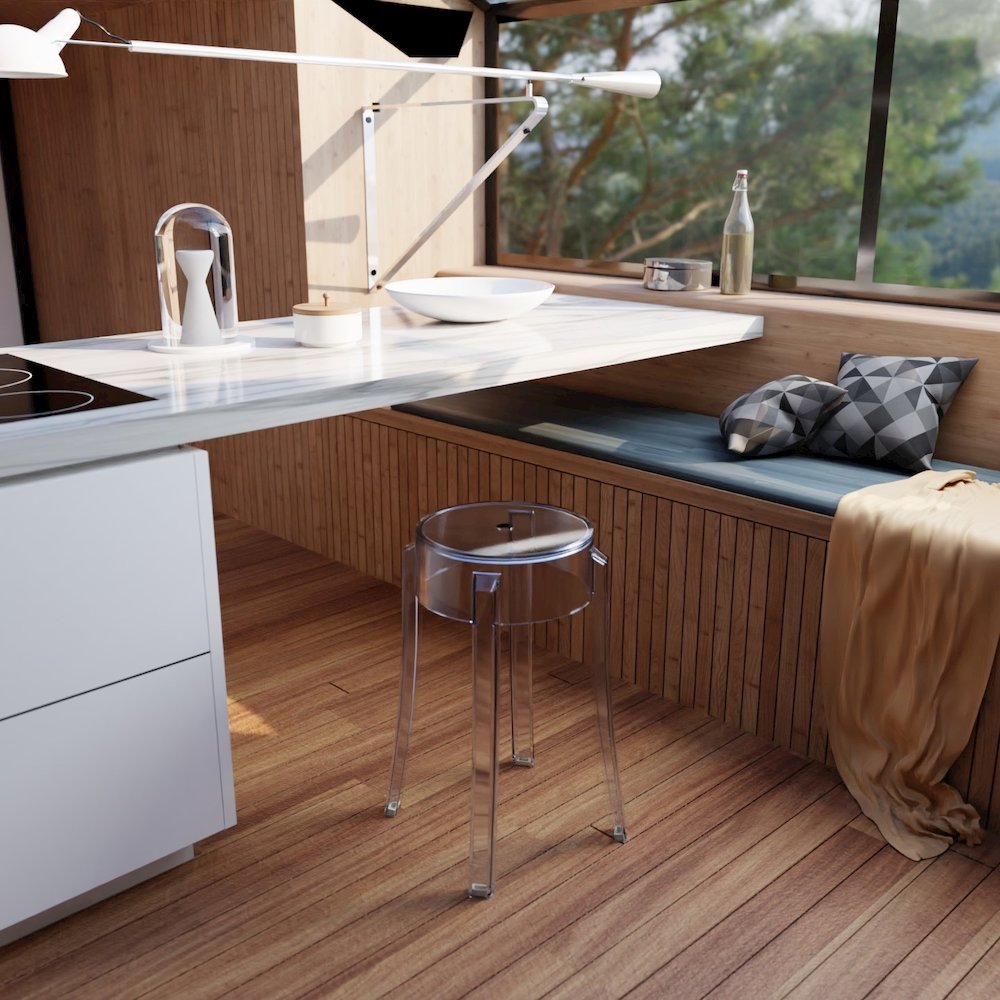 Averill Modern Plastic Dining Stool. Picture 7