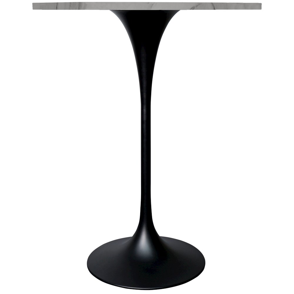 Bar Height Table Black Base with 27" Round Marble White Sintered Stone Top. Picture 25