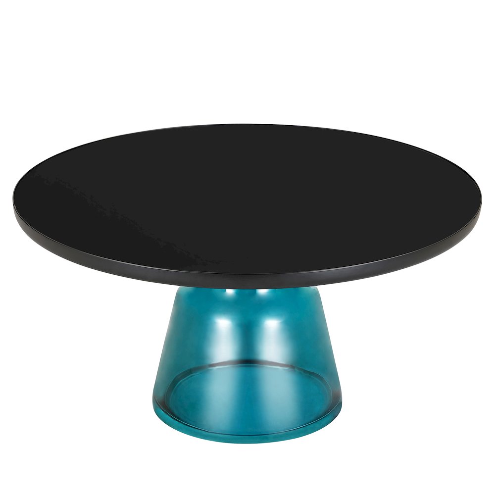 Tully Collection Glass Coffee Table Blue glass, Black Rim with Black Glass top. Picture 2