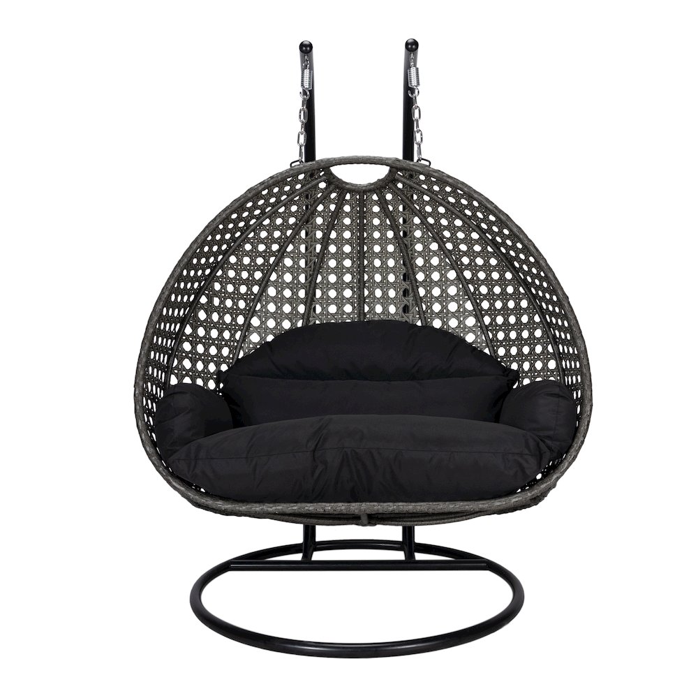 Charcoal Wicker Hanging 2 person Egg Swing Chair. Picture 2