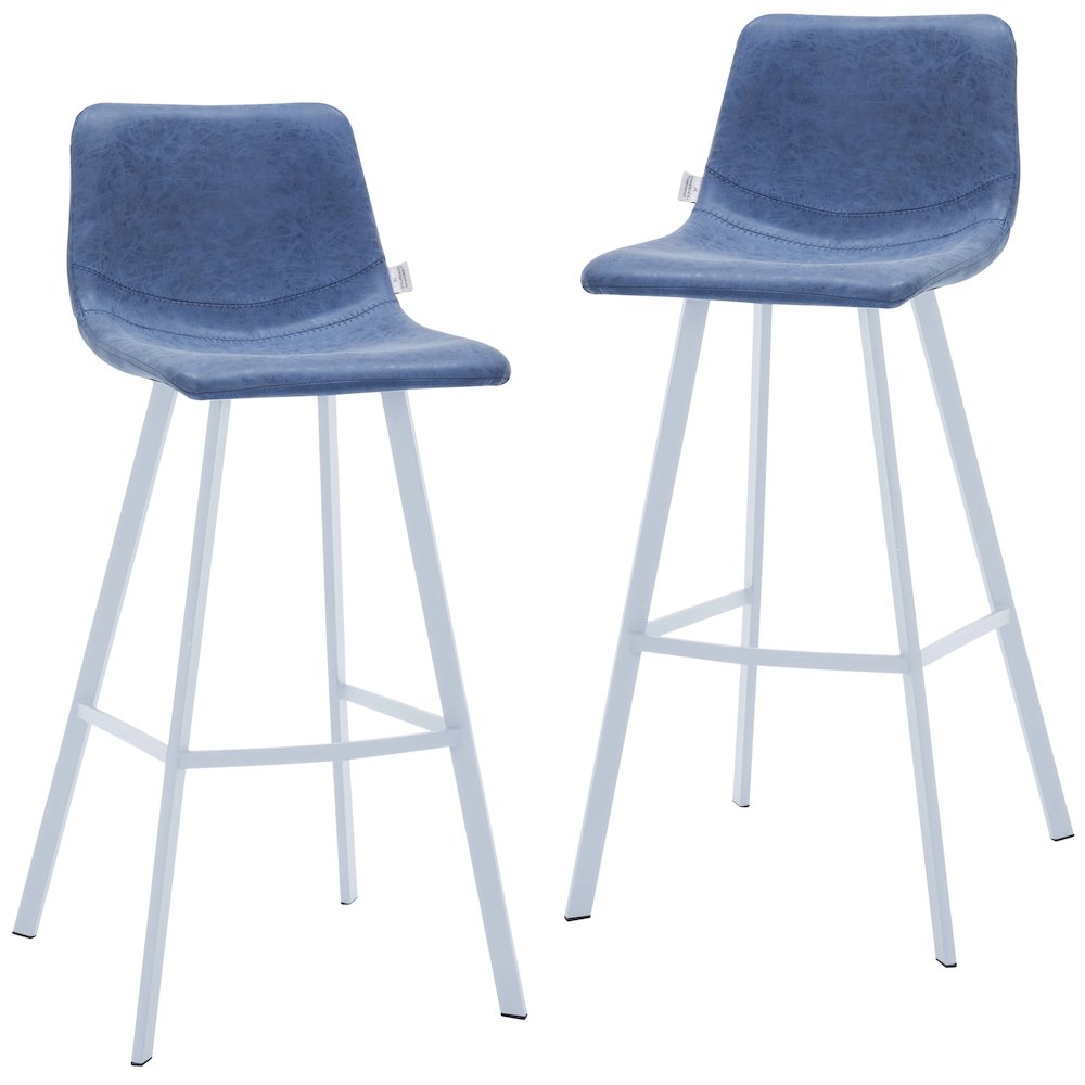 Elland - Bar stool - Peacock Blue - White Base Set of 2. Picture 1