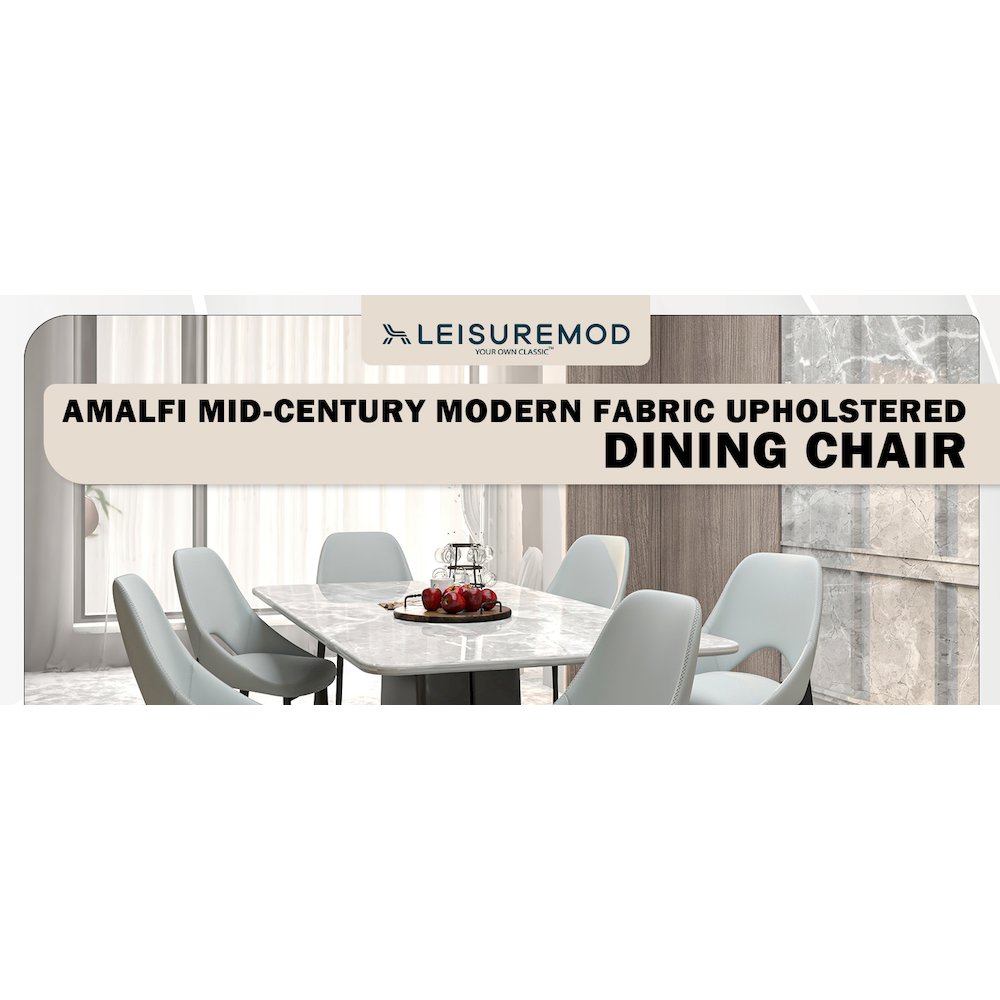 Amalfi Collection Modern Fabric Dining Chair in Coconut White. Picture 3