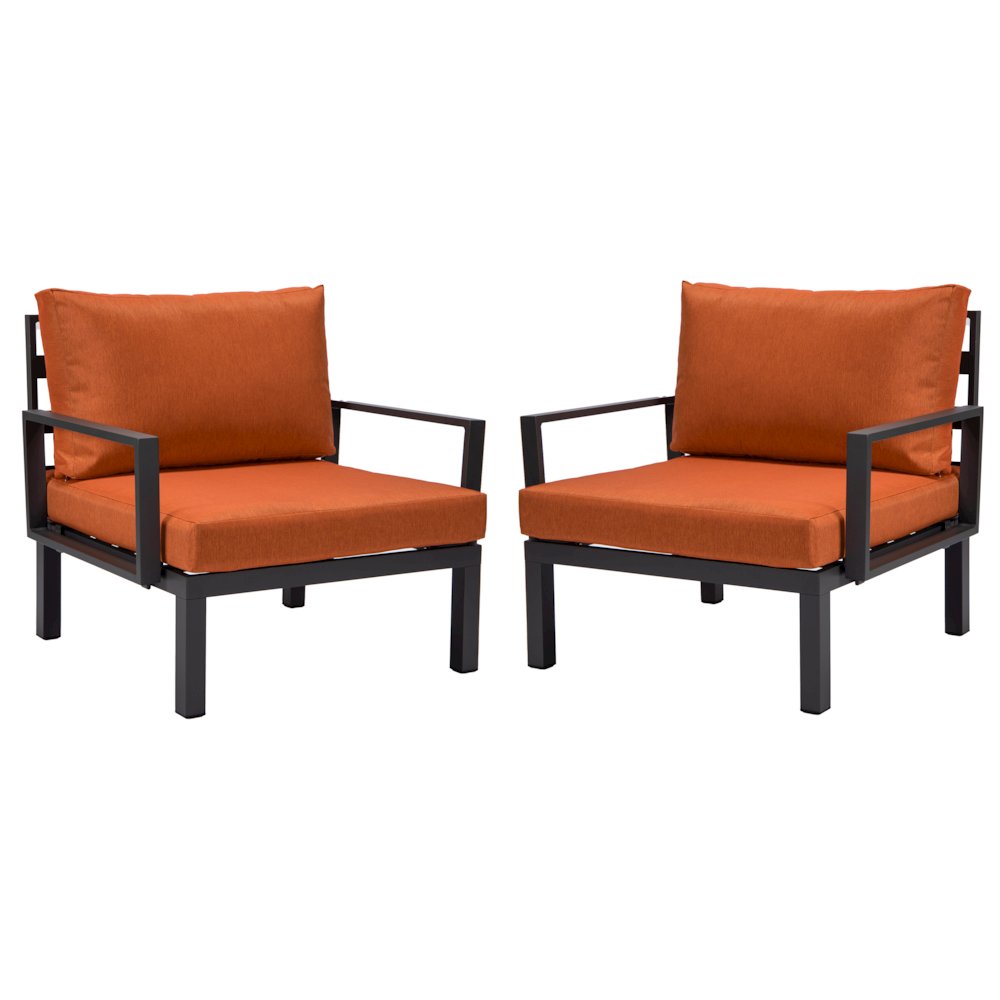 Hamilton Aluminum Patio Armchairs With Cushions Set of 2 in Orange. Picture 11