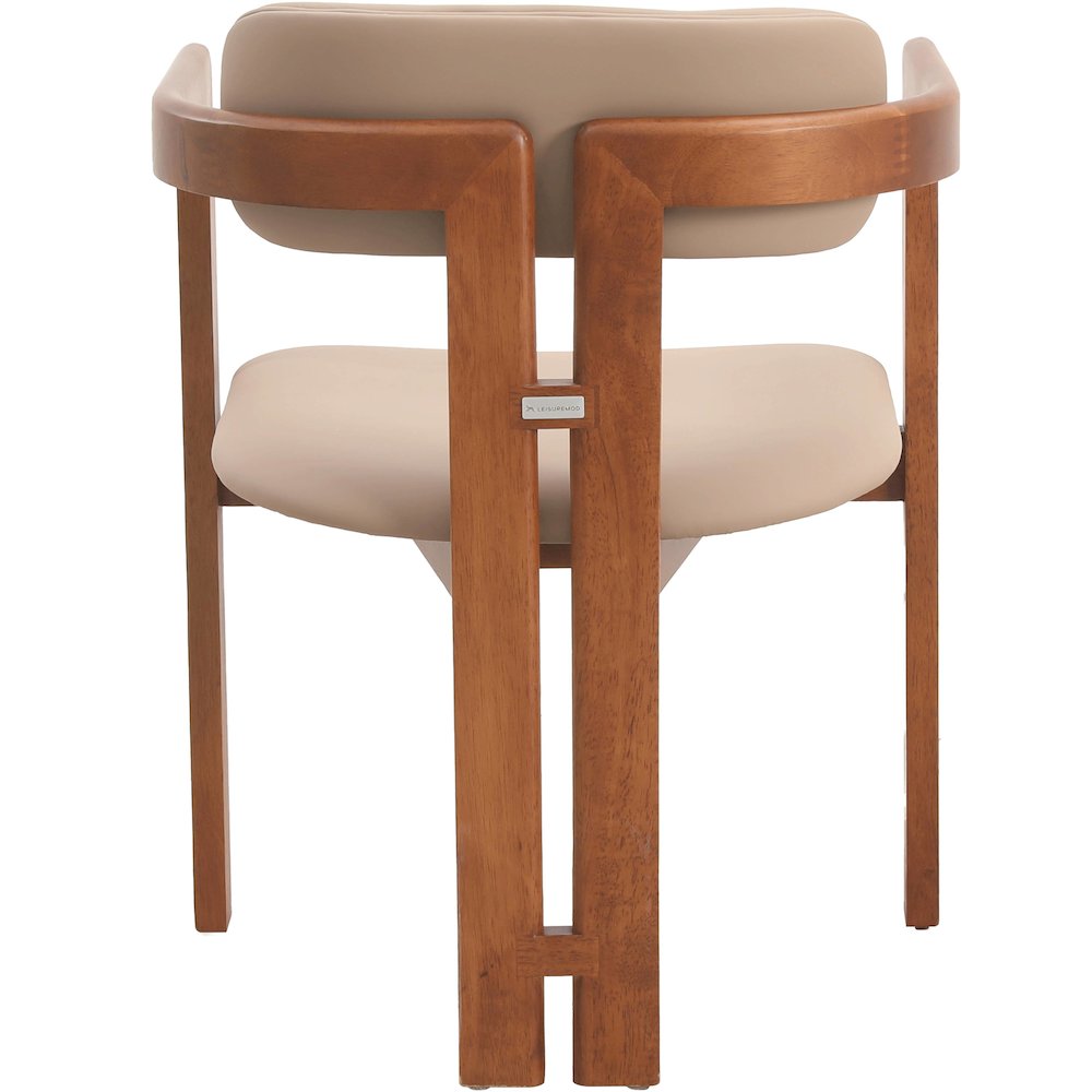 Velo Series Modern Dining Chair in Dark Natural Wood with Taupe Seat. Picture 10