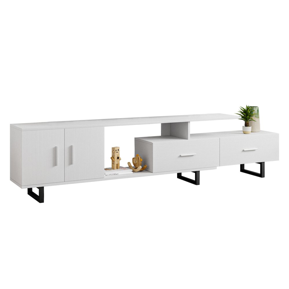 Avery Mid-Century Modern TV Stand with MDF Cabinet and Powder Coated Steel Legs. Picture 3