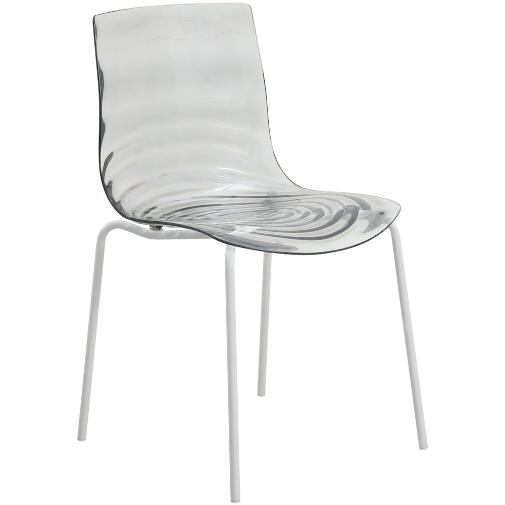 Astor Water Ripple Design Dining Chair in White Base Trans Black Seat. Picture 2