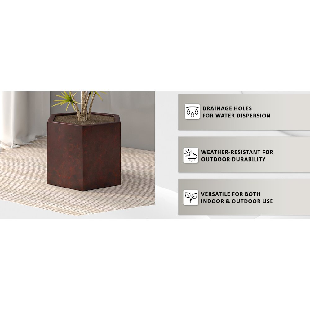 Thicket Series Poly Stone Planter in Brown 11 High. Picture 3