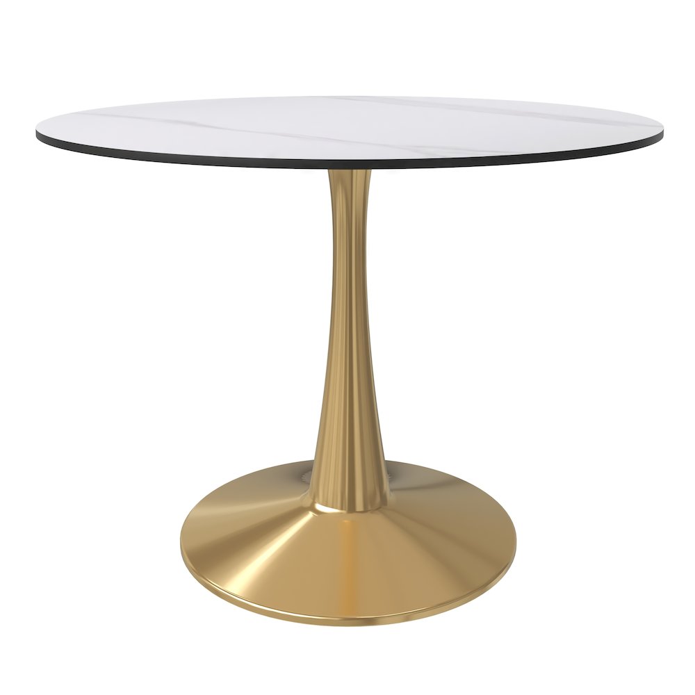 Bristol 40" round dining table Gold base with White Sintered stone Top. Picture 23