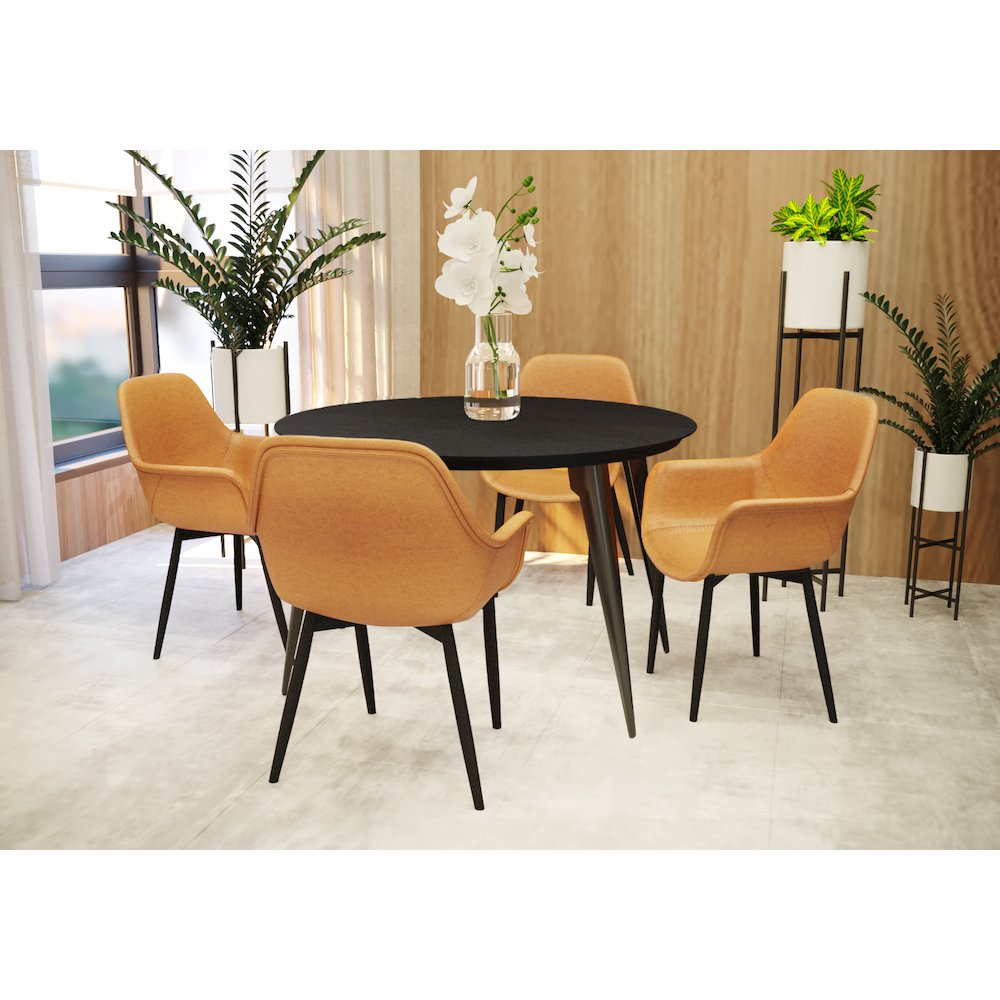 Markley Modern Leather Dining Arm Chair With Metal Legs Set of 2. Picture 7