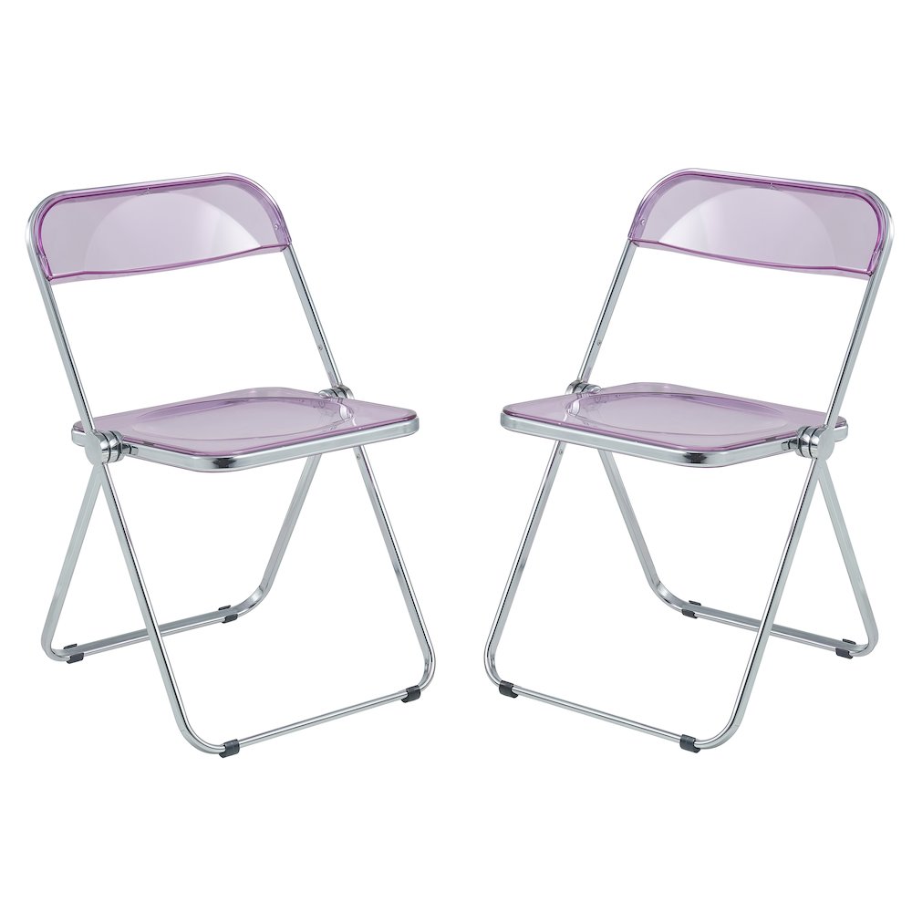 Lawrence Acrylic Folding Chair With Metal Frame, Set of 2. Picture 7