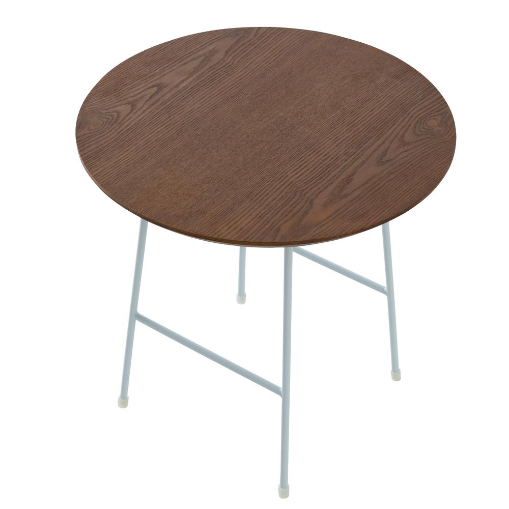 Rossmore Mid Century Modern Round Side Table With White Steel Frame. Picture 6