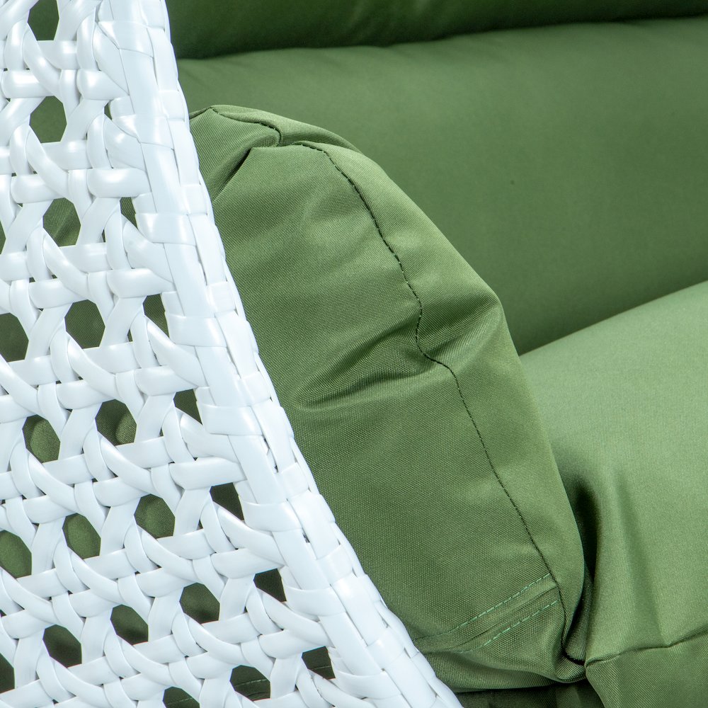 White Wicker Hanging 2 person Egg Swing Chair. Picture 8