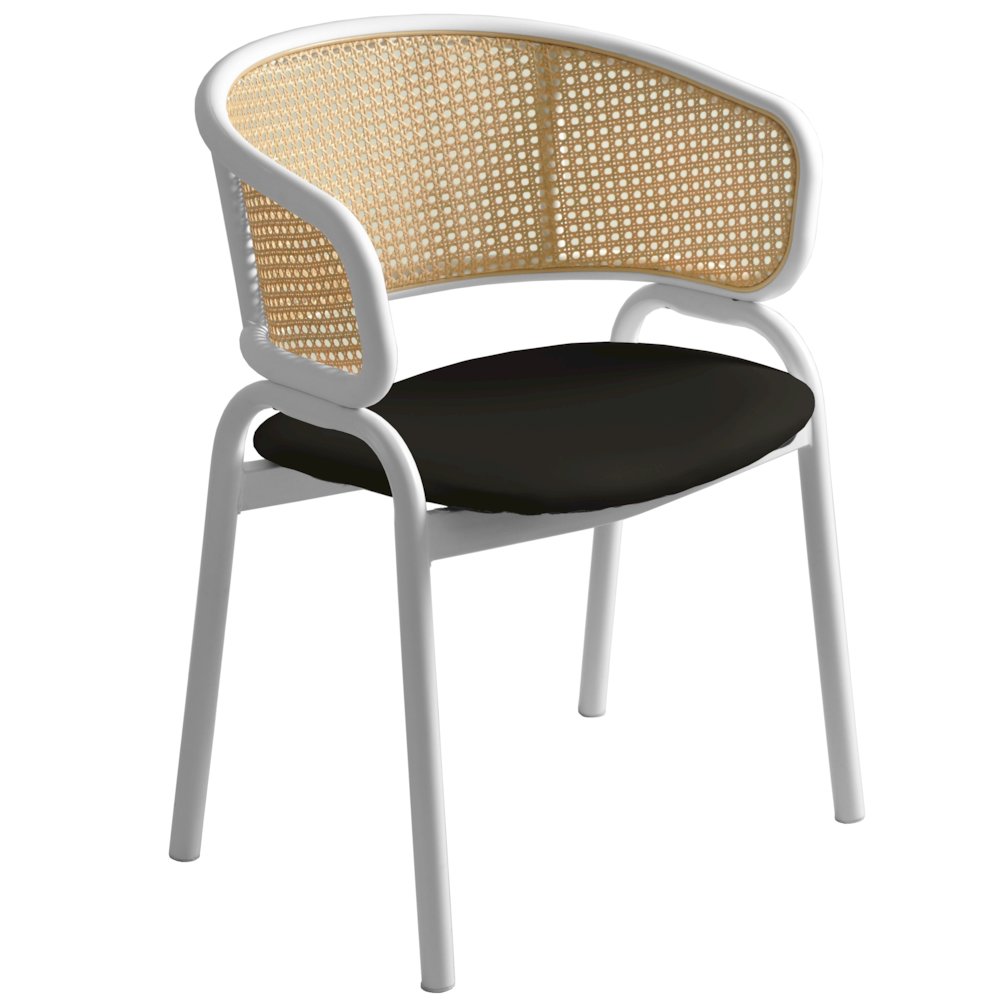 Ervilla - Dining Chair - White frame in Black Leather. Picture 6