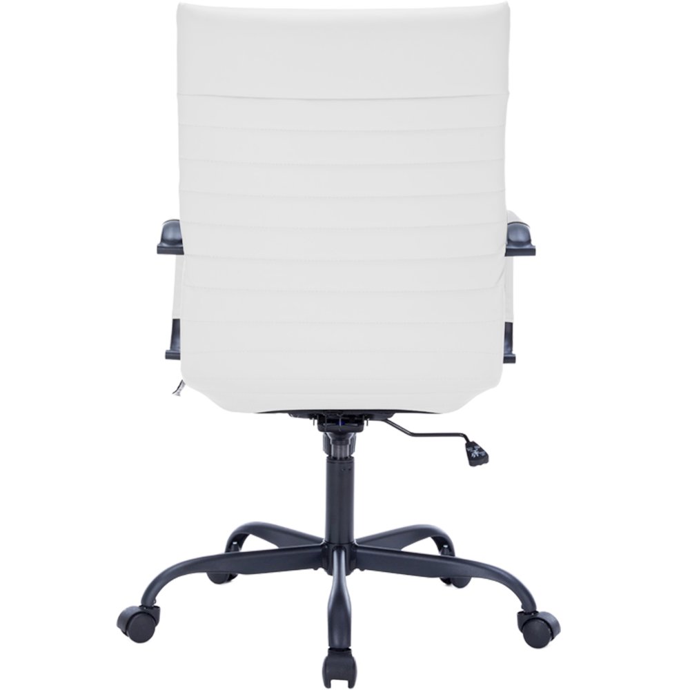 Harris Leather Home High-Back Office Chair in White With Black Frame. Picture 13