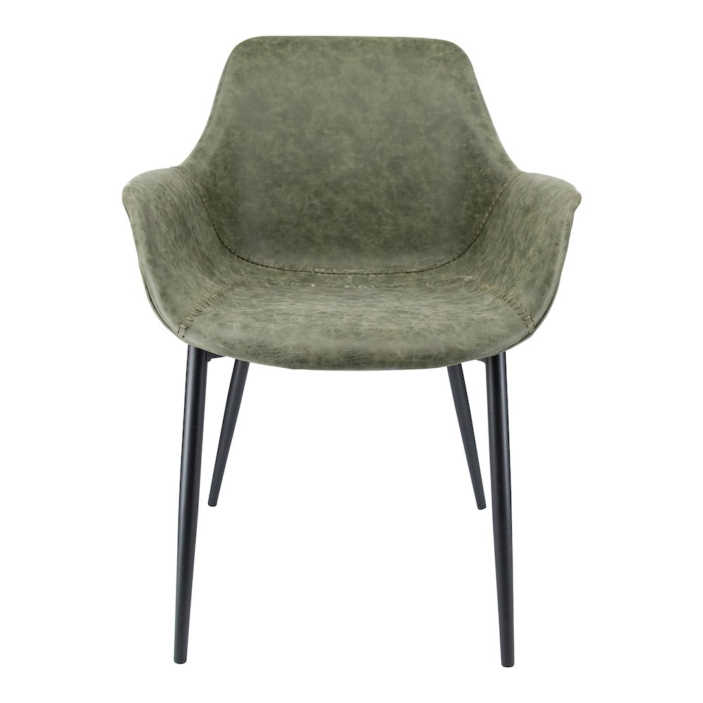 Markley Modern Leather Dining Arm Chair With Metal Legs Set of 2. Picture 8