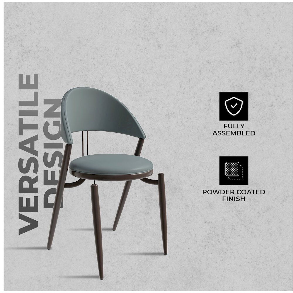 Venice Collection Modern Dining Chair In Black set of 4 in Light Grey. Picture 17