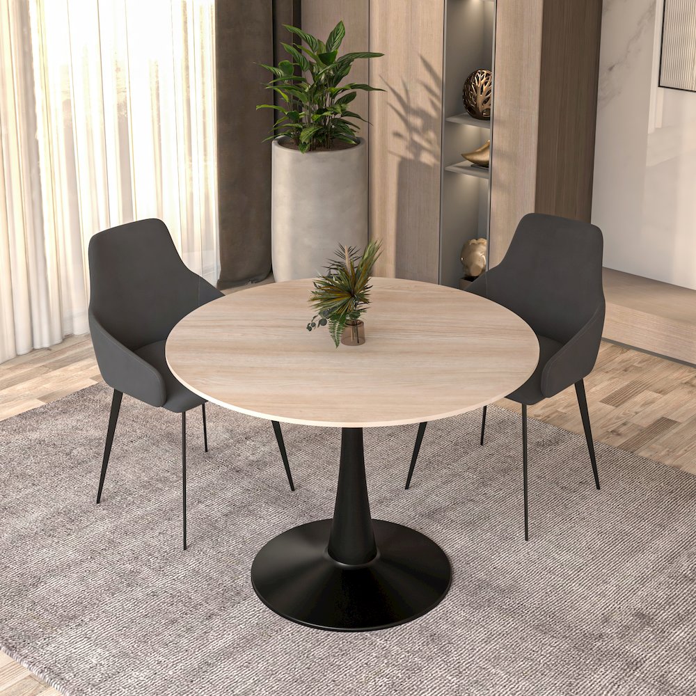Bristol 40" round dining table Black base with marbled MDF top. Picture 7