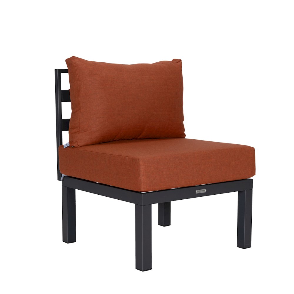 Chelsea 7-Piece Patio Sectional And Fire Pit Table Black Aluminum With Cushions. Picture 10