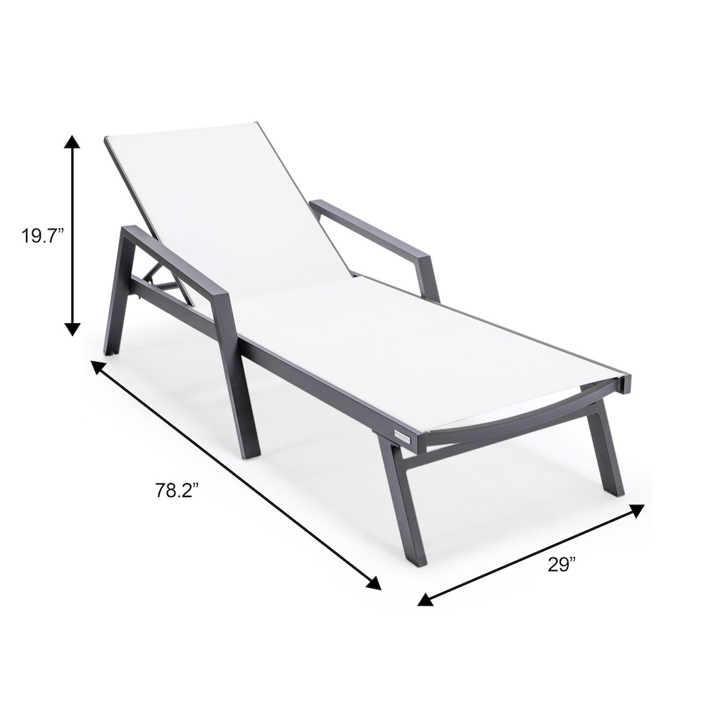 Marlin Patio Chaise Lounge Chair With Armrests in Black Aluminum Frame. Picture 17