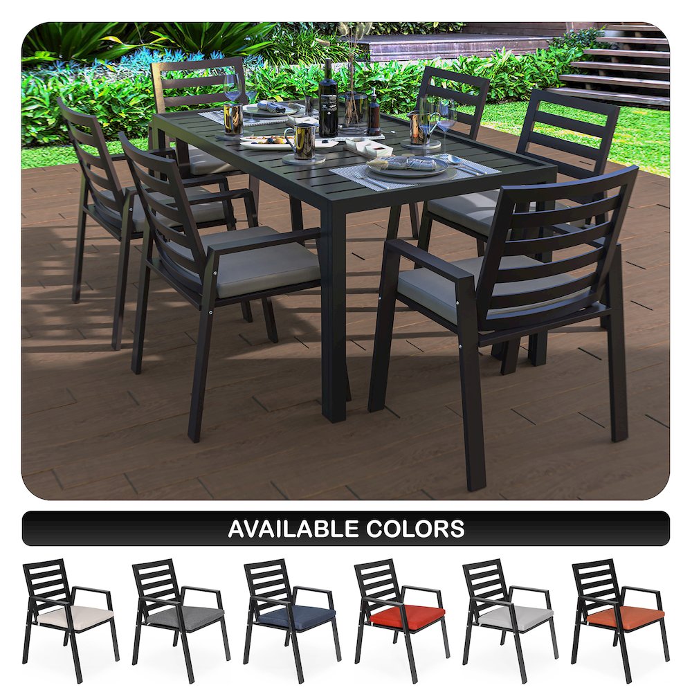 Chelsea Modern Patio Dining Armchair in Aluminum with Removable Cushions. Picture 3