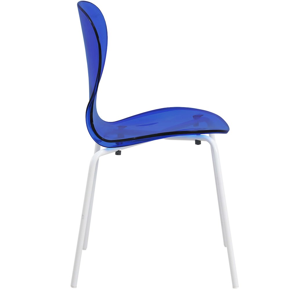 Modern Oyster Transparent Side Chair in White Base Set of 4. Picture 8