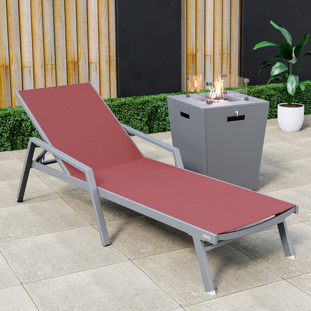 Marlin Modern Grey Aluminum Outdoor Patio Chaise Lounge Chair. Picture 7