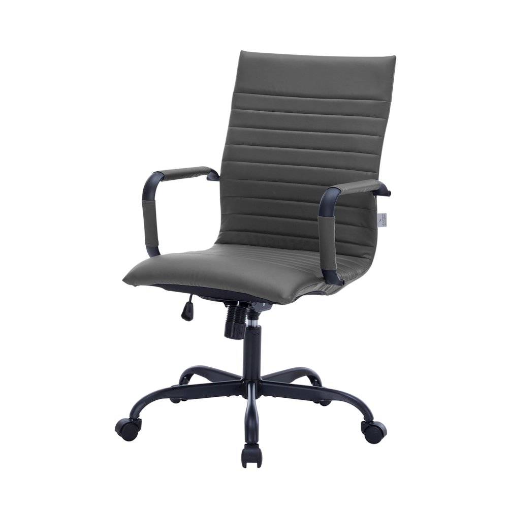 Harris Leather Home High-Back Office Chair in Grey With Black Frame. Picture 16