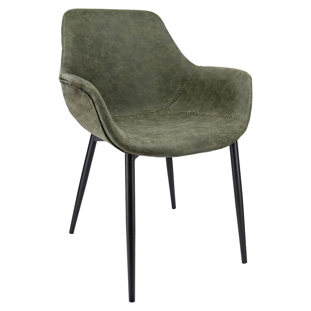 Markley Modern Leather Dining Arm Chair With Metal Legs. Picture 2