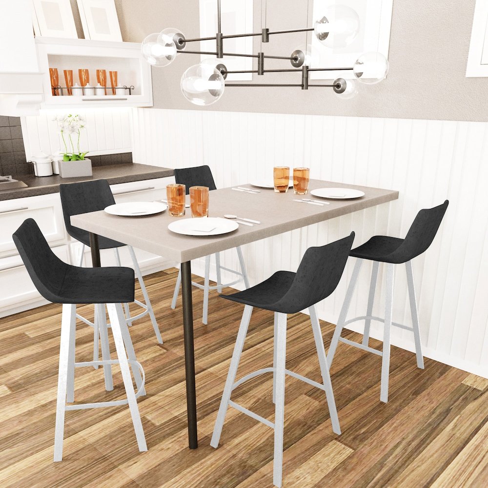 Elland - Bar stool -Charcoal Black- White Base Set of 2. Picture 10