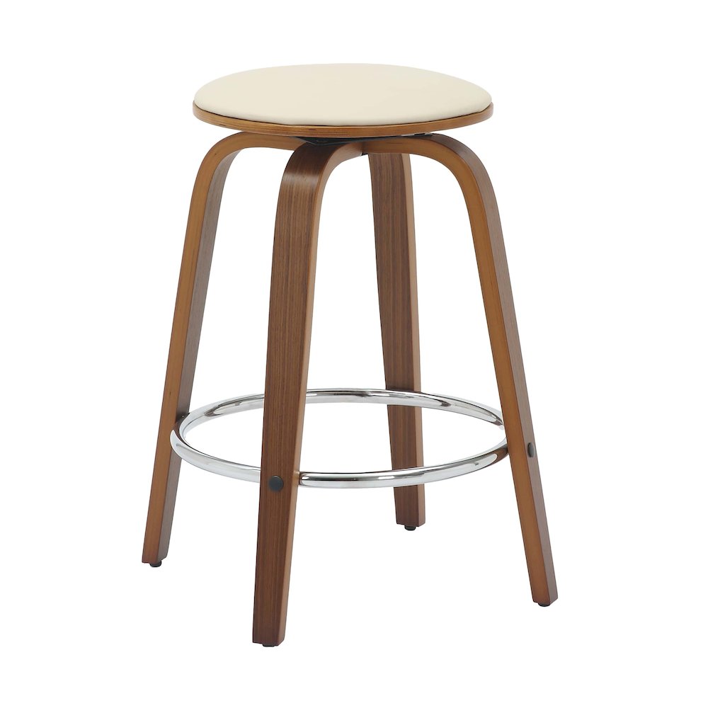 Wooden Counter Stool Pelya Collection Modern Style Walnut color in Light Taupe. Picture 10
