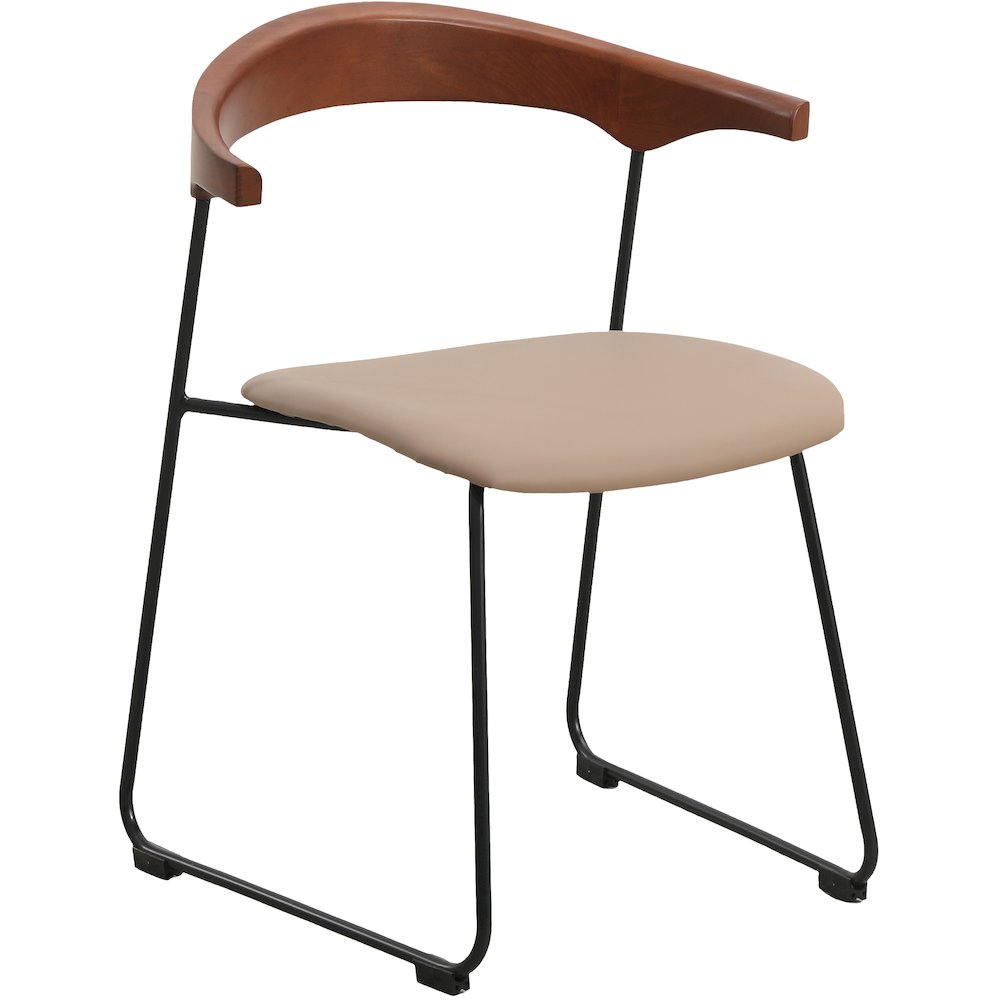 Lyra Collection Modern Chair in Dark Wood back and Taupe Seat. Picture 8