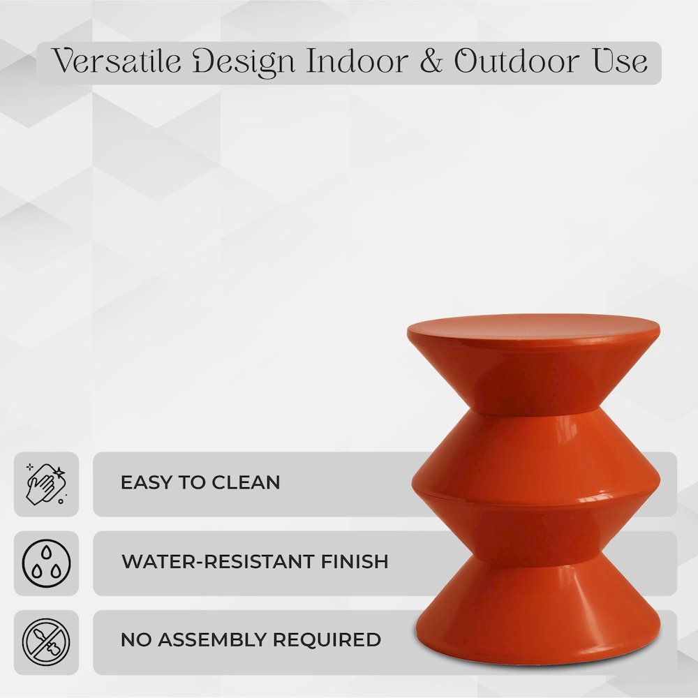 Aura Modern Plastic Side End Table, Indoor/Outdoor Use, Brown. Picture 3