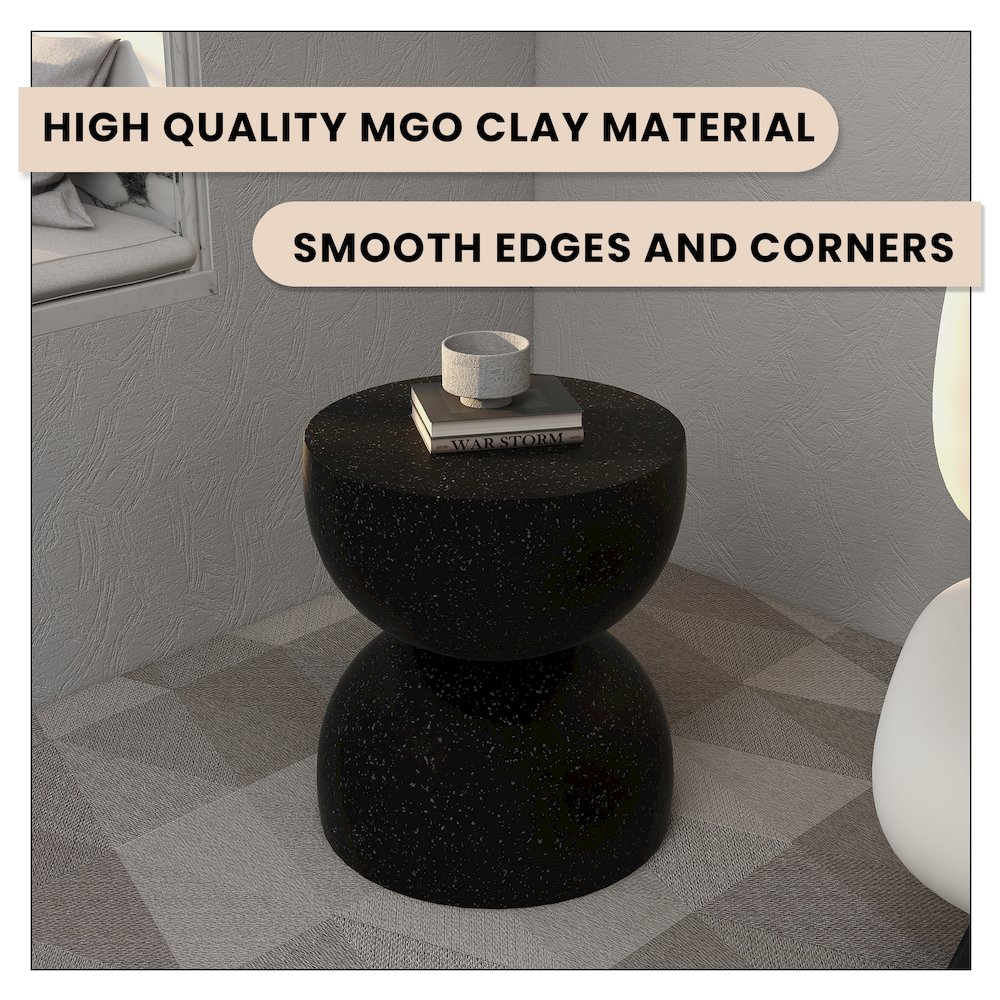 Sage Collection Fiberglass Outdoor Side Table in Black. Picture 10