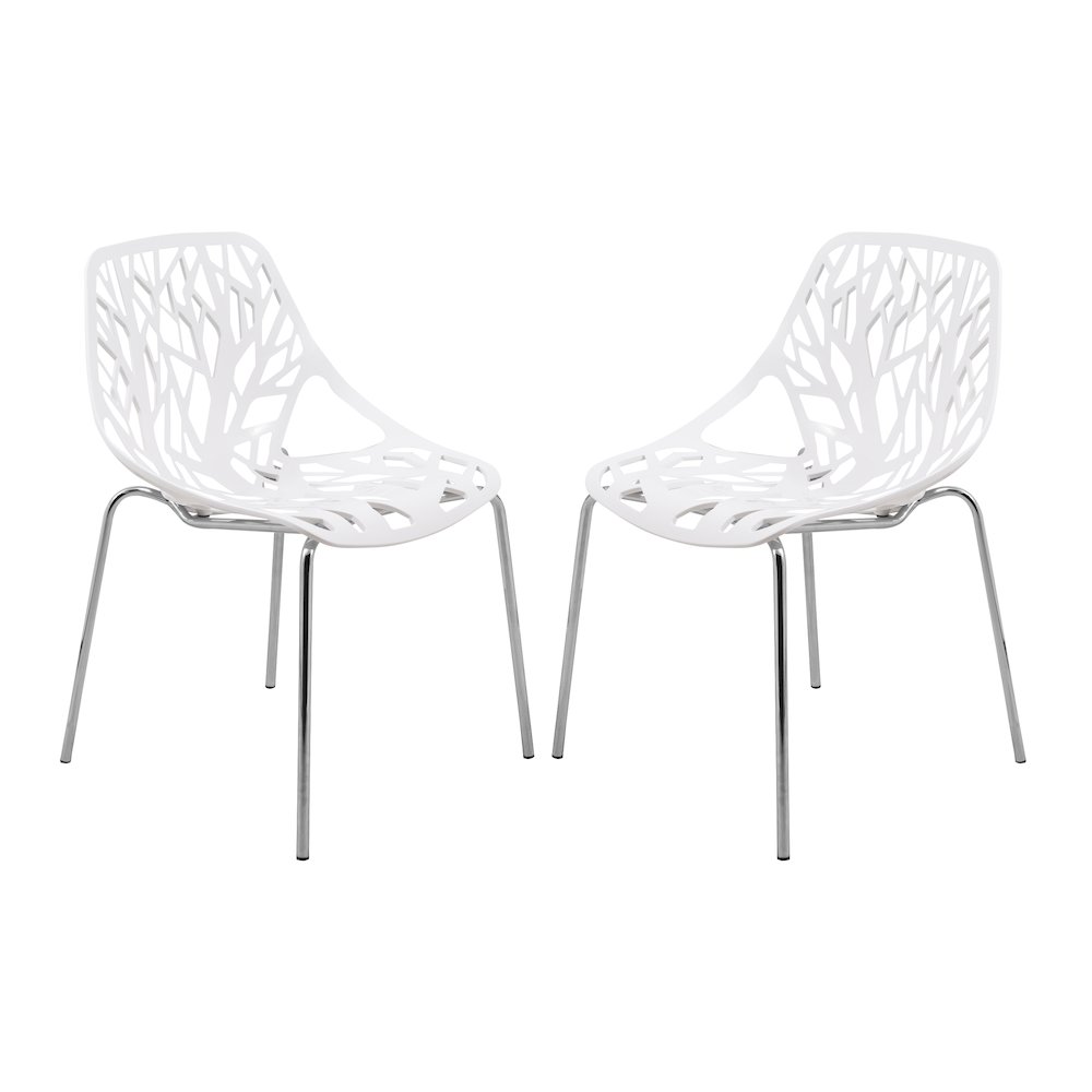Modern Asbury Dining Chair w/ Chromed Legs, Set of 2. Picture 2