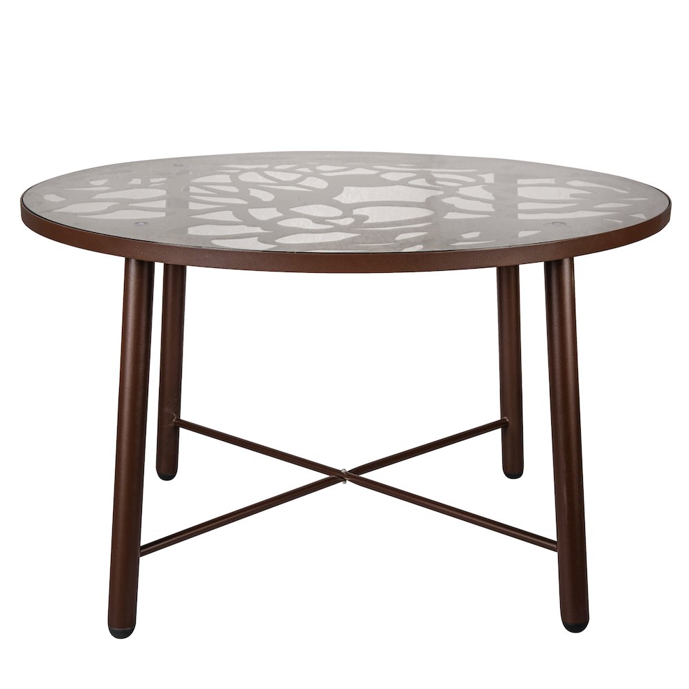 Devon Tree Design Glass Top Aluminum Base Indoor Outdoor Dining Table. Picture 2