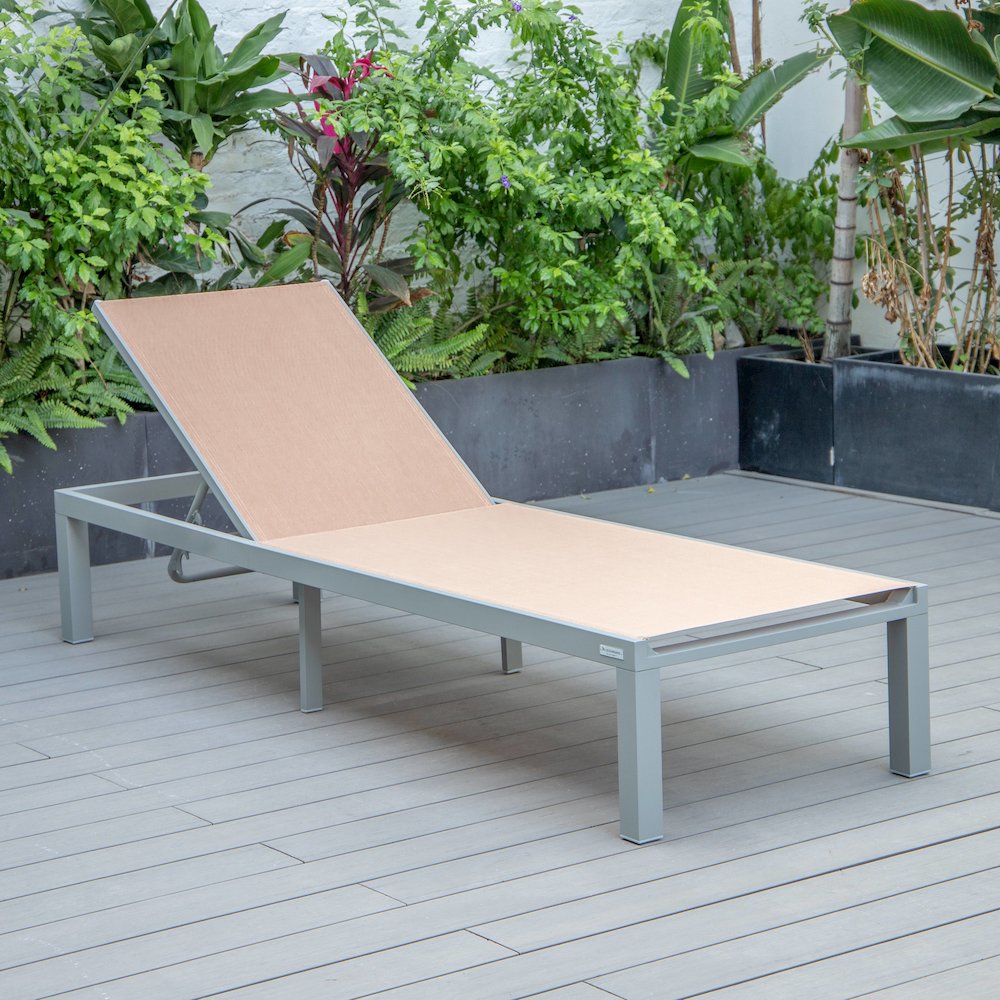 Marlin Patio Chaise Lounge Chair With Grey Aluminum Frame. Picture 10