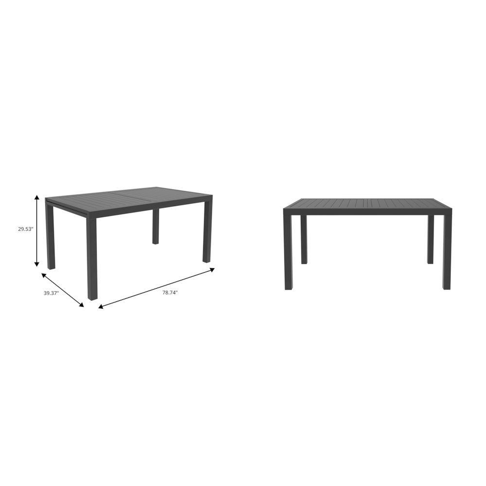 Marlin Extenable outdoor Dining Table 78-118 in Black. Picture 32