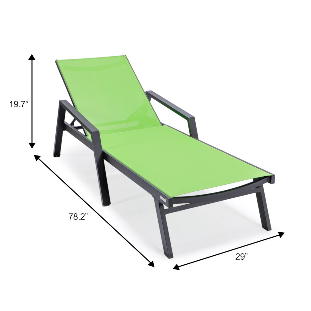 Marlin Patio Chaise Lounge Chair With Armrests in Black Aluminum Frame. Picture 16