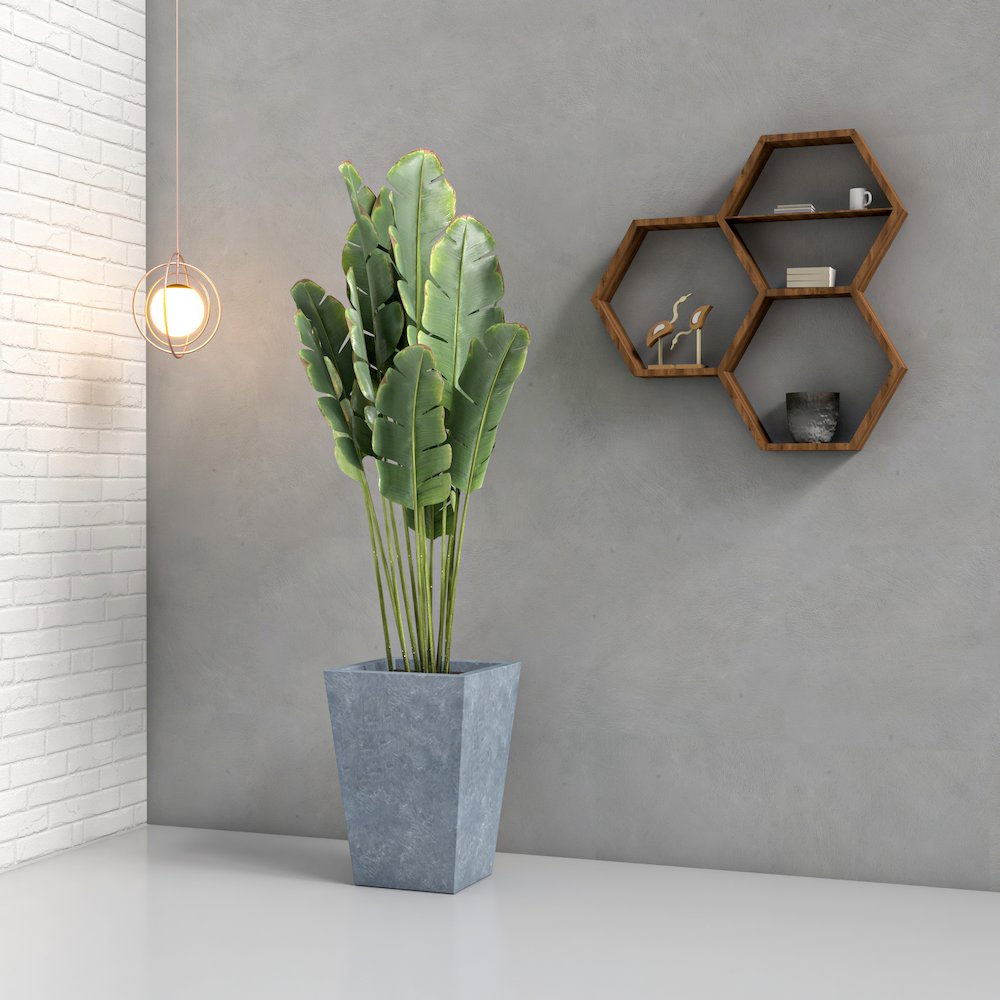 Serene Series Poly Stone Square Planter in Aged Concrete 14x14, 21 High. Picture 2