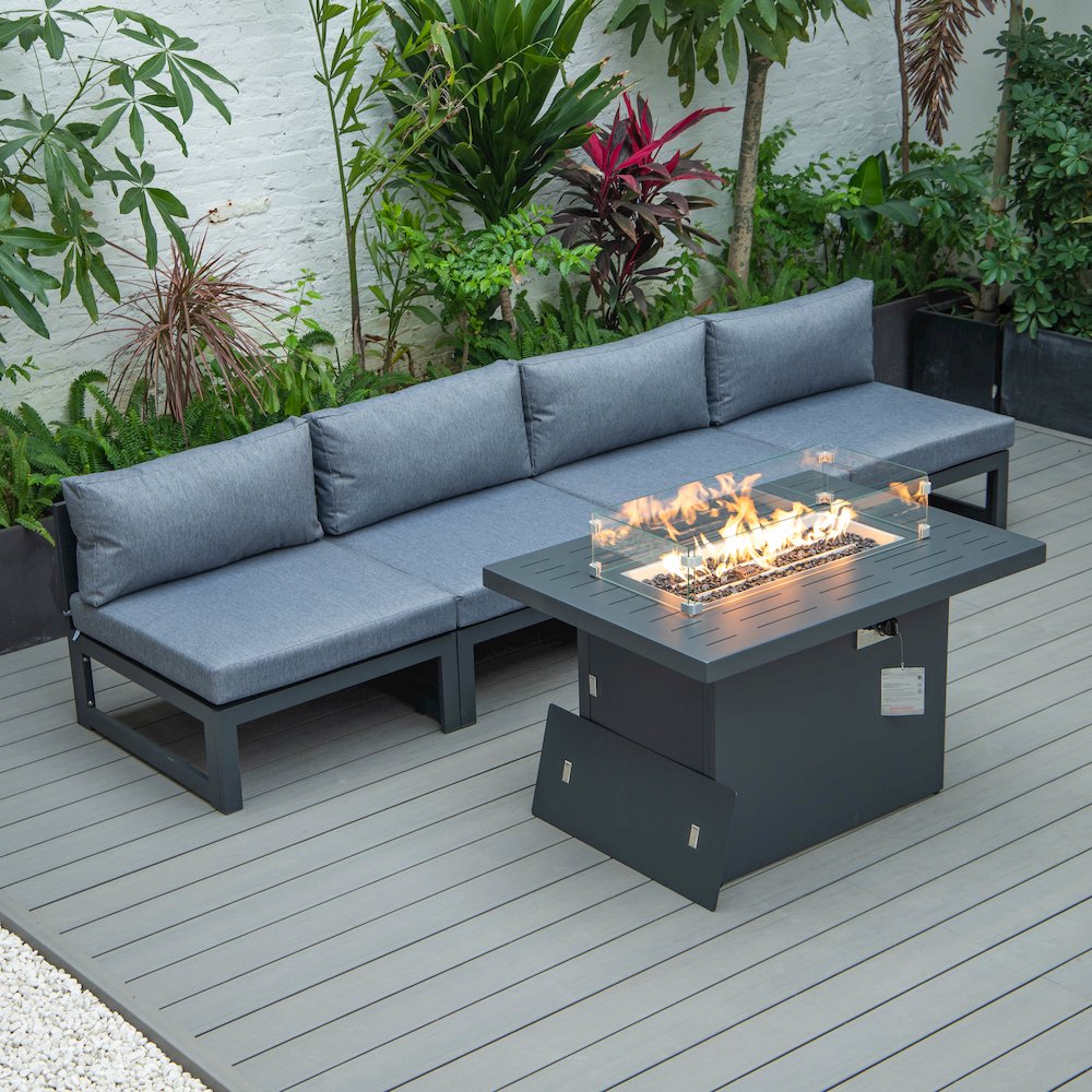 Chelsea 5-Piece Middle Patio Chairs and Fire Pit Table. Picture 6