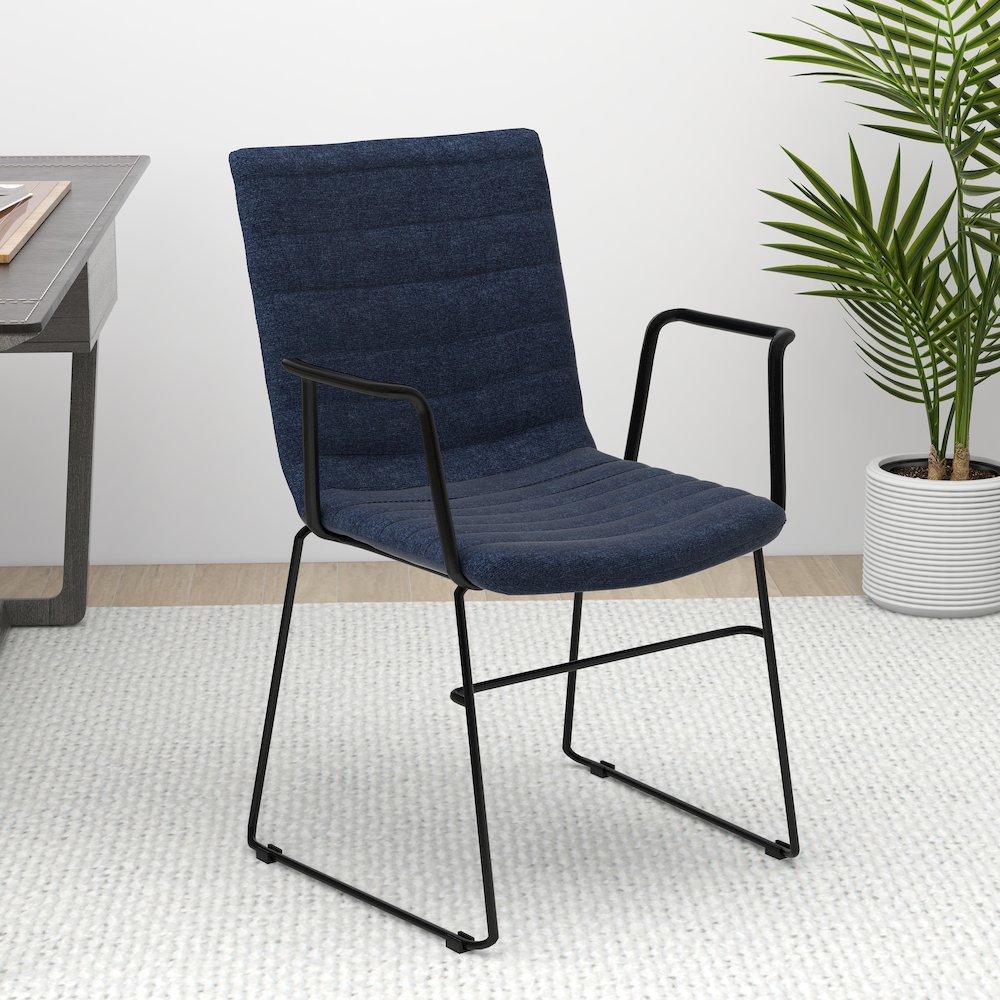 Zylar Series Office Guest Arm Chair in Dark Blue Fabric. Picture 10