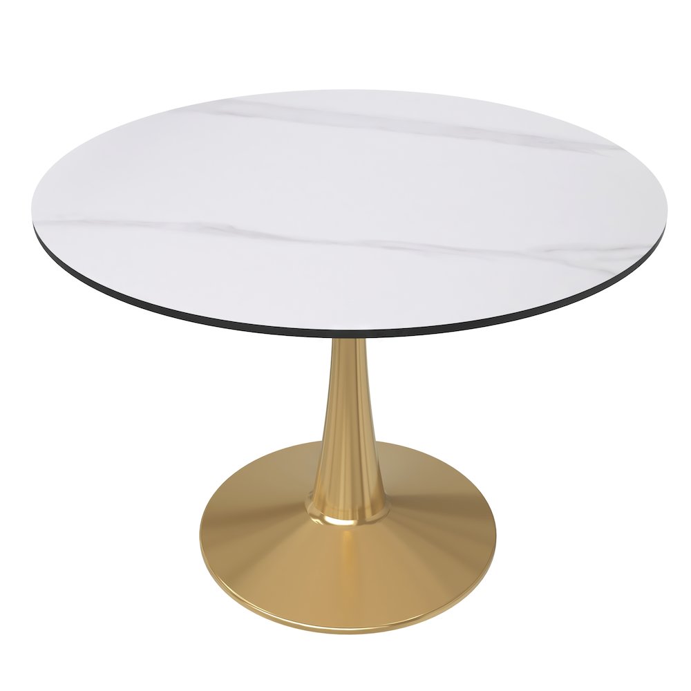 Bristol 40" round dining table Gold base with White Sintered stone Top. Picture 2