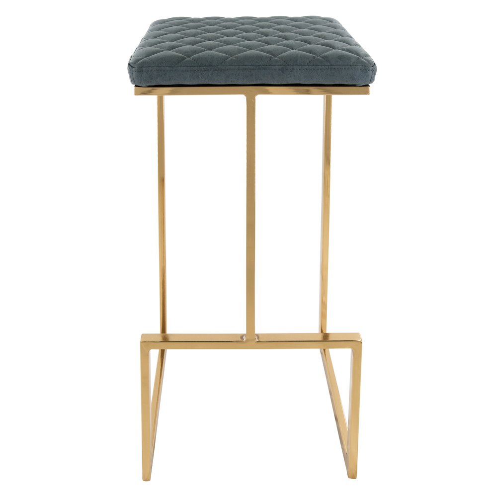 Quincy Quilted Stitched Leather Bar Stools With Gold Metal Frame. Picture 3
