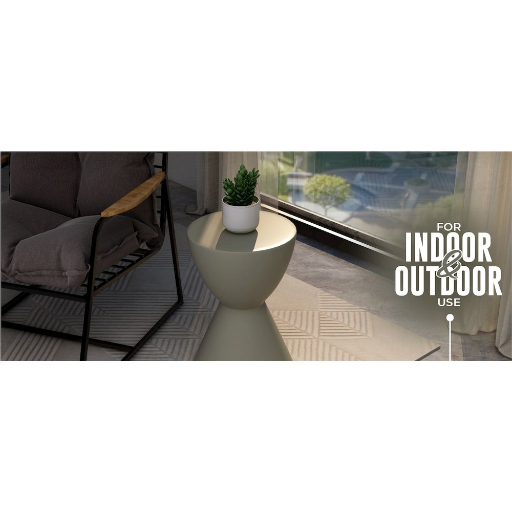 Loft Collection Fiberglass Outdoor Side Table in Moss Grey. Picture 29