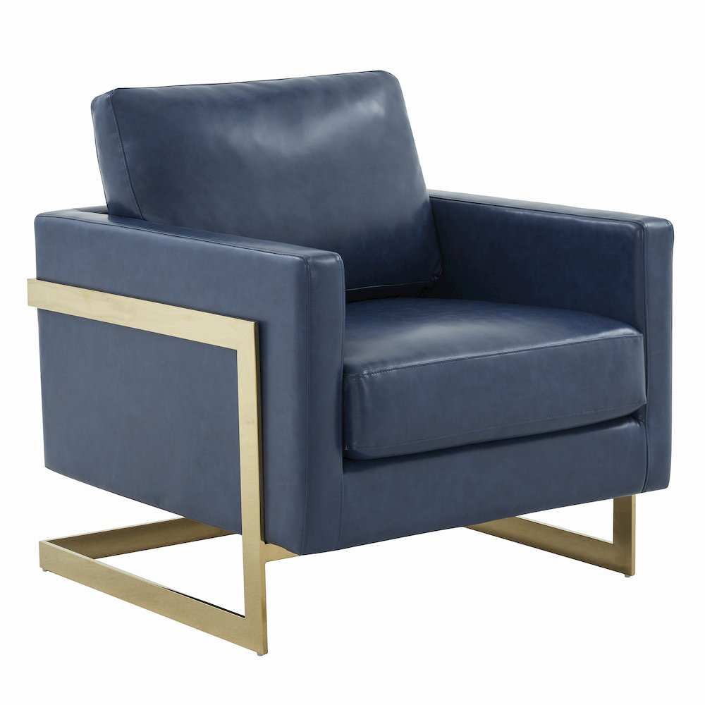 Lincoln Leather Accent Armchair With Gold Frame. Picture 1